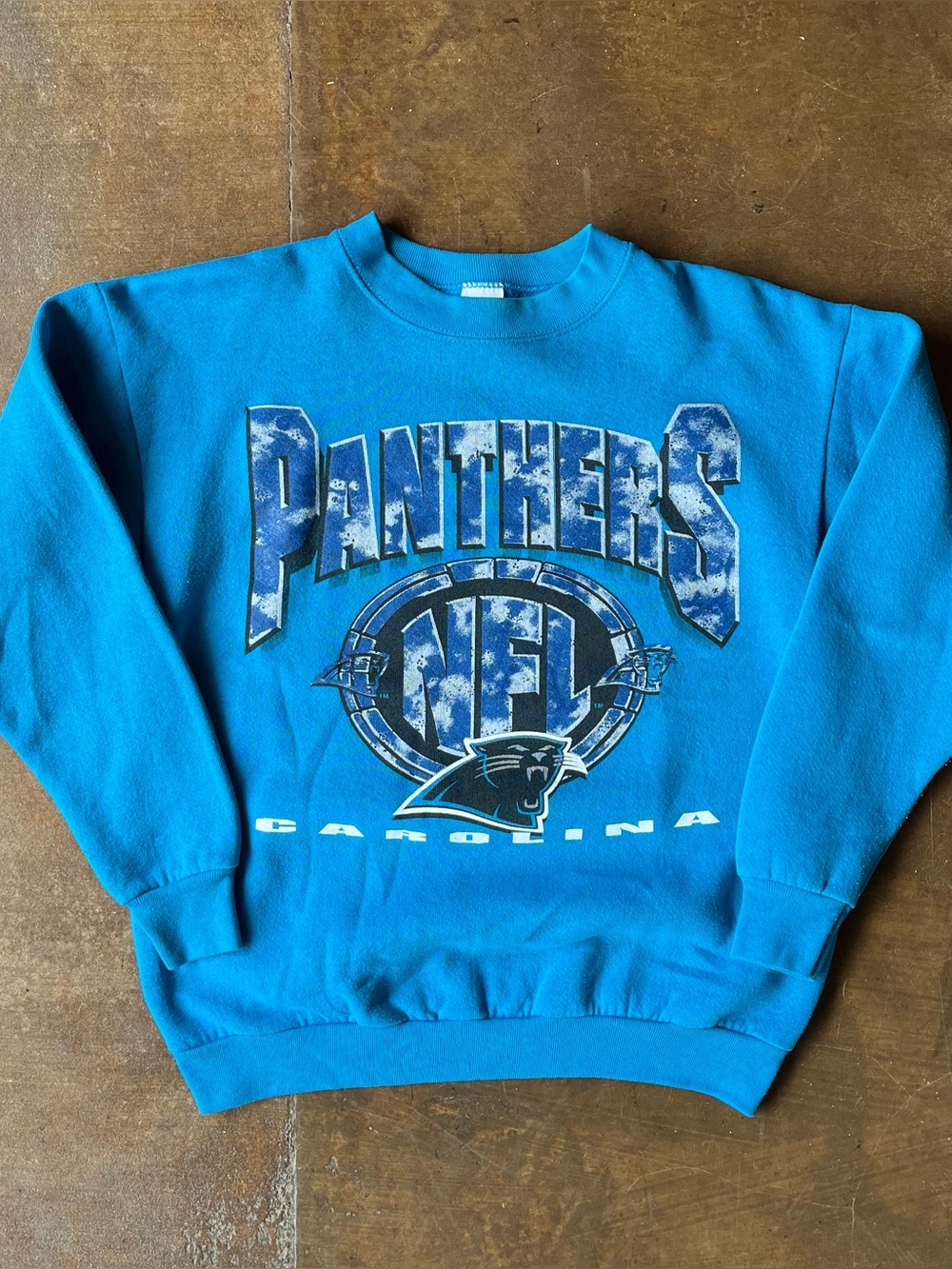 Vintage 1996 Carolina Panthers Blue Panther Logo Crewneck Sweatshirt Medium 90s